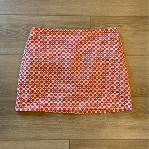 Trina Turk Red White Patterned Textured Cotton Mini Skirt Size 8